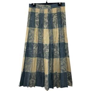 Vtg Wool Blend Jacquard Pleated Plaid Arthur Chapnik Size 12 Prairie Midi Skirt